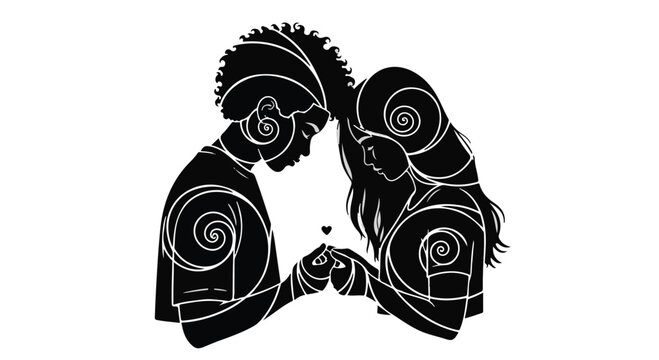 Couple sharing a tender moment, exchanging rings with love and commitment
