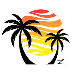 Obraz premium vector illustration of palm trees