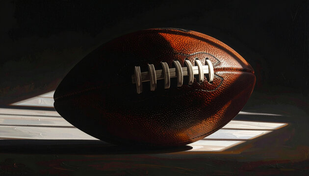 American football against dark background