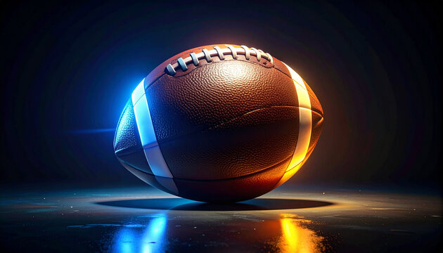 American football in dramatic lighting