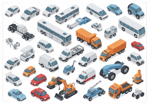 Collection of various toy vehicles.
