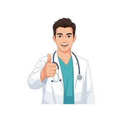 Fototapeta premium Doctor giving thumbs up with stethoscope male doctor
