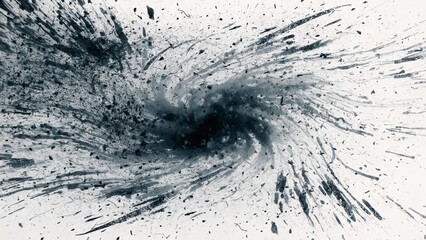 Obraz premium a powerful explosion of black ink originating from a central vortex.