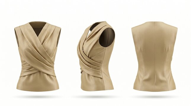 Tan colored sleeveless tops for women.