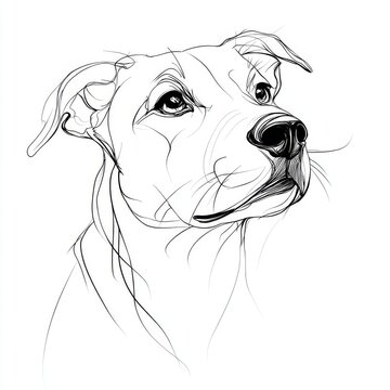 portrait of elegant minimalist line art American Pit Bull Terrier