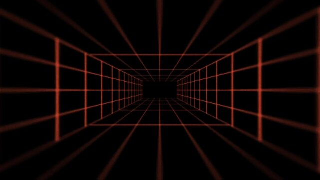Abstract red background with squares grid line animation. Animated zoom wireframe grid line. Loop abstract motion animation