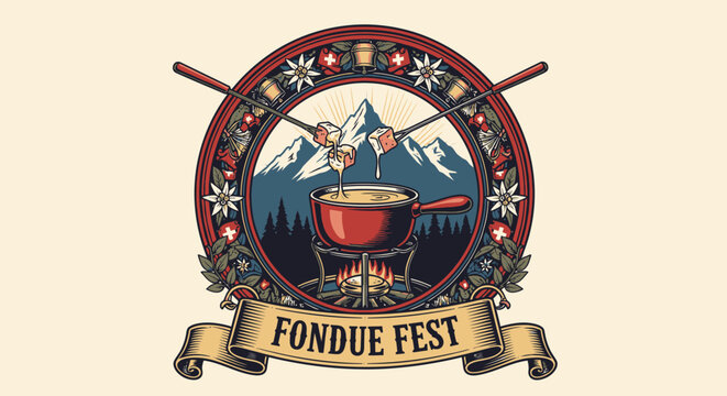 Fondue festival logo with pot.