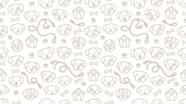 Seamless hand-drawn doodle pattern of animals and everyday objects.