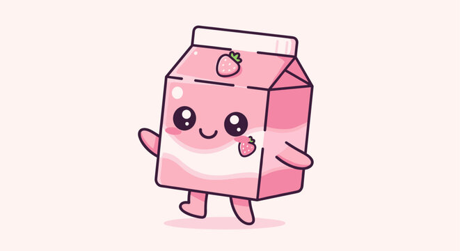 Animated cartoon milk carton with expressive face and arms standing upright.