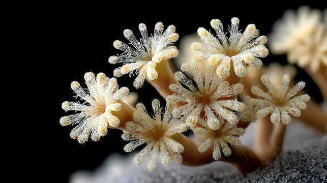 Coral spawning event with floating gametes, capturing reproduction and life cycles in reef ecosystems.
