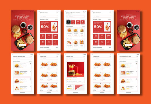 Food Delivery Mobile App UI Kit Restaurant Ecommerce App Design Template