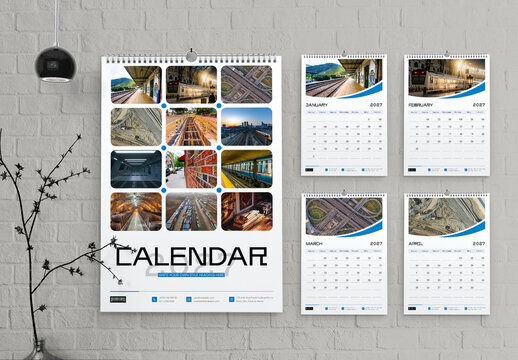 Modern 2027 Wall Calendar Template Layout