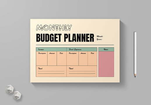 Monthly Budget Planner Template Landscape Design
