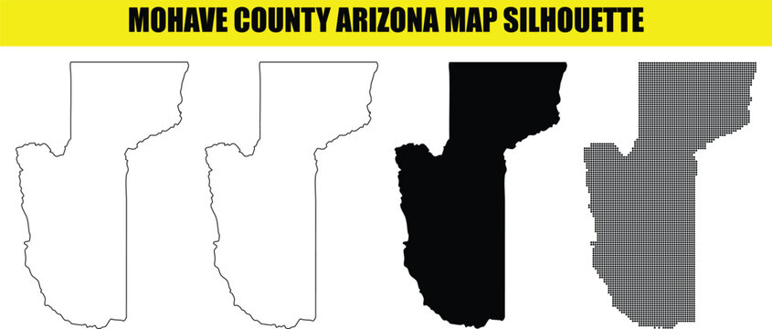 Mohave county arizona map silhouette vector illustration isolated on white background. set of different maps.