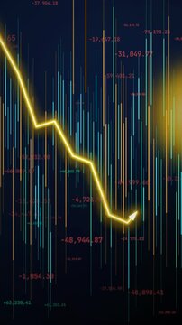 Golden Descent: Vertical Bearish Market Trend Mobile UI 4K Alpha