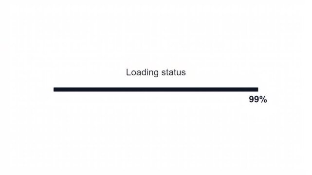 Minimalist loading progress bar animation showing the status increasing from fifty to one hundred percent completion.