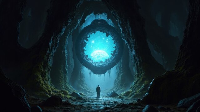 Exploring a mysterious cave filled with stalactites and stalagmites. Loneliness is the only companion for this adventurer.