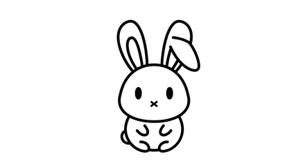 Obraz premium Cute Cartoon Bunny Sitting Down.