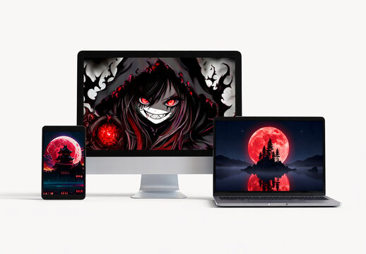 Multiple Device Screen Mockup Set on White Background