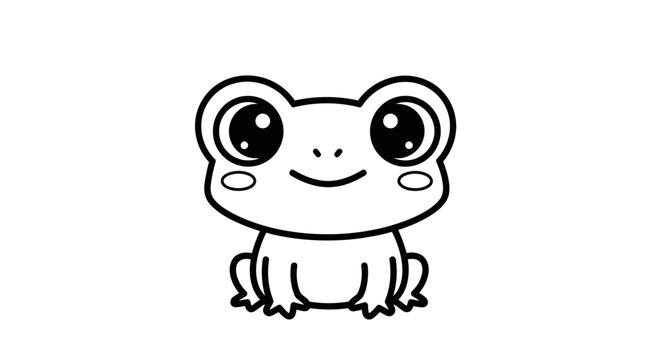 Smiling Cartoon Frog Face Closeup.