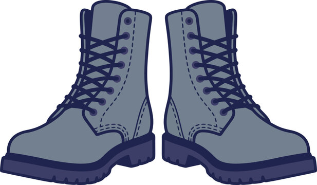 Pair of Military Boots, rugged combat footwear, durable army boots, vector illustration