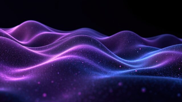 Abstract digital waveform with deep purples and blues.