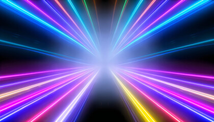 Fototapeta premium Cosmic radiance: abstract light beams converging in space