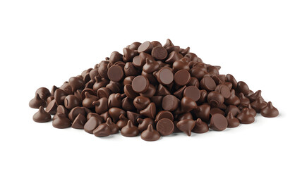 Obraz premium A large pile of chocolate chips on a white background