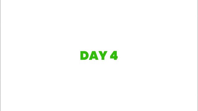 Bold green 'Day 4' text on a clean white background, representing a significant daily milestone, a step in a developmental sequence, or a marker within a project's progression timeline