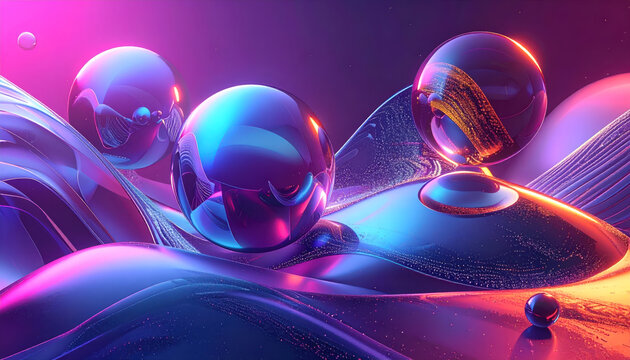 Futuristic robots with glowing neon lights.