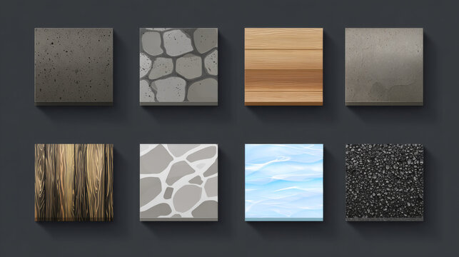 Concrete slab and material vector icon sets design.