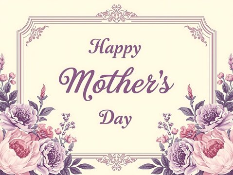 Happy mother's day floral frame vector with mothers day greeting card celebration background invitation illustration decorative template announcement occasion happiness sentiment beautiful