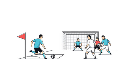 Fototapeta premium Soccer players in action kicking ball.