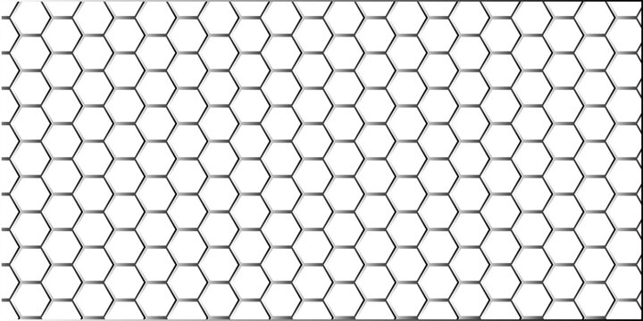 Seamless gray metal chain link fence with a hexagonal wire mesh pattern and geometric honeycomb structure design creating a textured 3D vector illustration backdrop