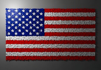 Naklejka premium American flag constructed from lego bricks a patriotic display