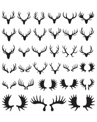 Obraz premium Set of various deer antler silhouettes and shapes