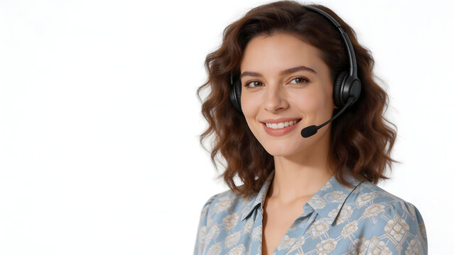 Woman wearing headset and smiling