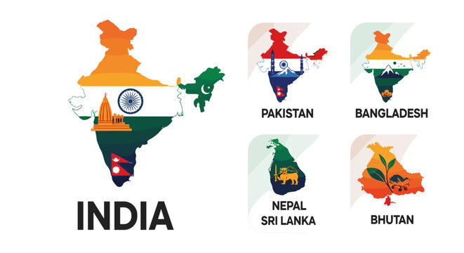 Map of India and Neighboring Countries.