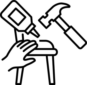 Furniture Repair with Glue and Hammer Icon