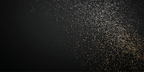 Obraz premium An abstract dark blue background featuring a night sky pattern of glowing galaxy stars and white winter snowflake particles falling like rain across the deep space universe