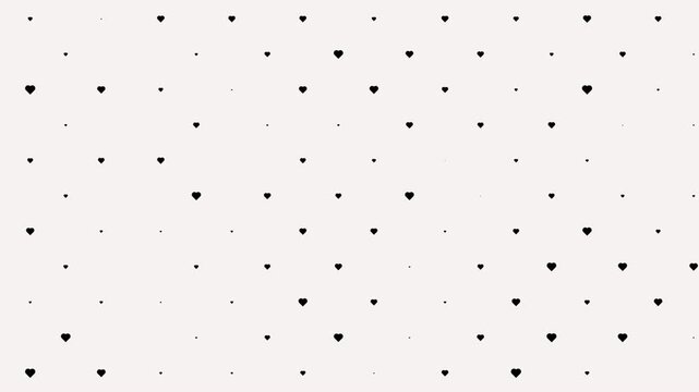 Horizontal moving heart pattern background animation seamless loop motion