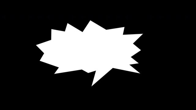 Spiky Explosion Speech Bubble Animation with Transparent Background, Comic Angry Shout Balloon Alpha Channel