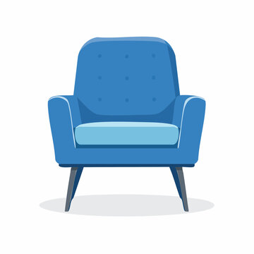 Blue Armchair with Tufted Back and Light Blue Cushion