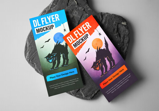Realistic DL Flyer Mockup on Stone