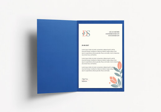 Realistic Folder with Letterhead Mockup