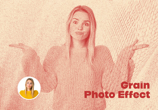 Red Grain Photo Effect Design Template