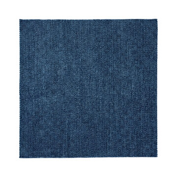 Square dark blue denim fabric swatch on transparent background