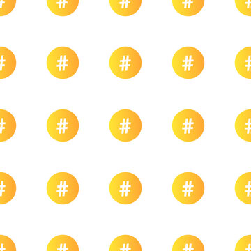 Seamless pattern of yellow hashtags on a transparent background