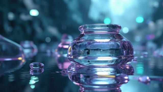 Close up of spheres submerged in water, creating a kaleidoscope effect