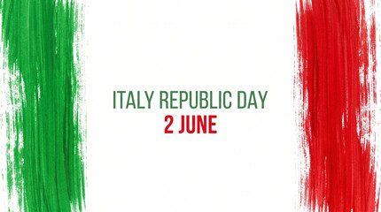 Italy republic day 2 june celebration with green and red brush strokes on white background